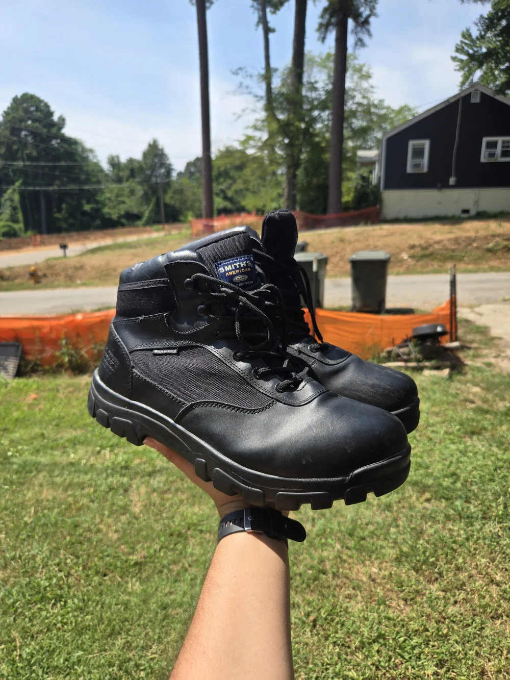 SMITH Black Tactical Work Boots - Lace-Up Ankle Support